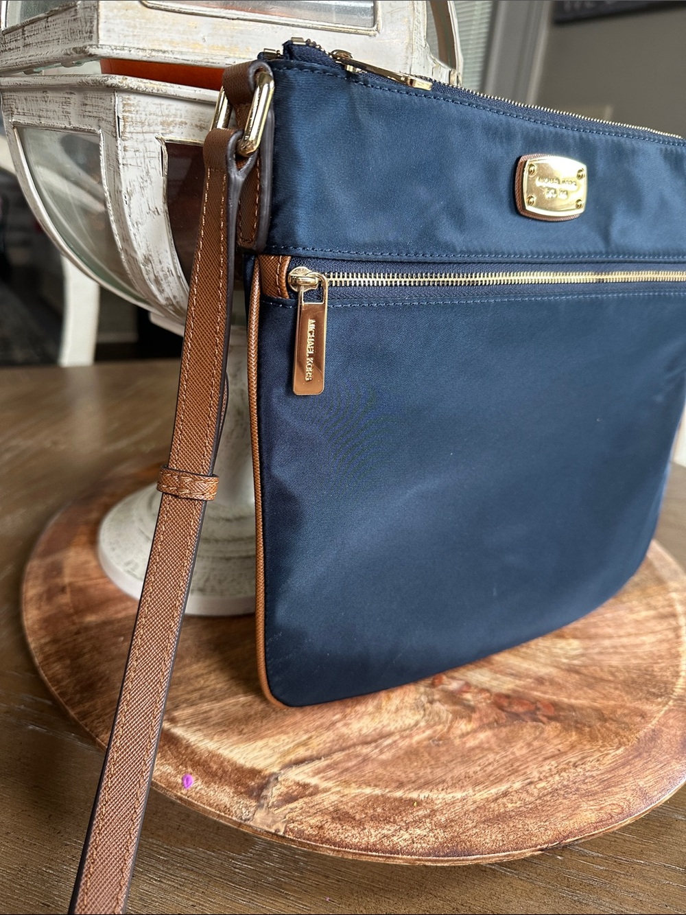 MICHAEL Michael Kors Navy Crossbody with Tan Strap - Picture 4 of 11